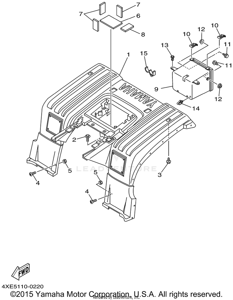 Rear Fender BEAR TRACKER 2WD_REALTREE - YFM250XHP - 2002 Schematic