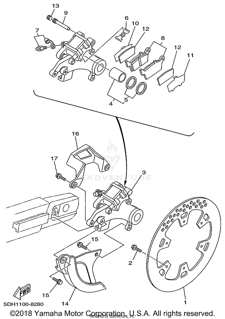 Rear Brake Caliper Schematic