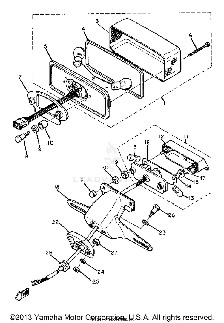 Taillight XS1100LG - 1980 Schematic