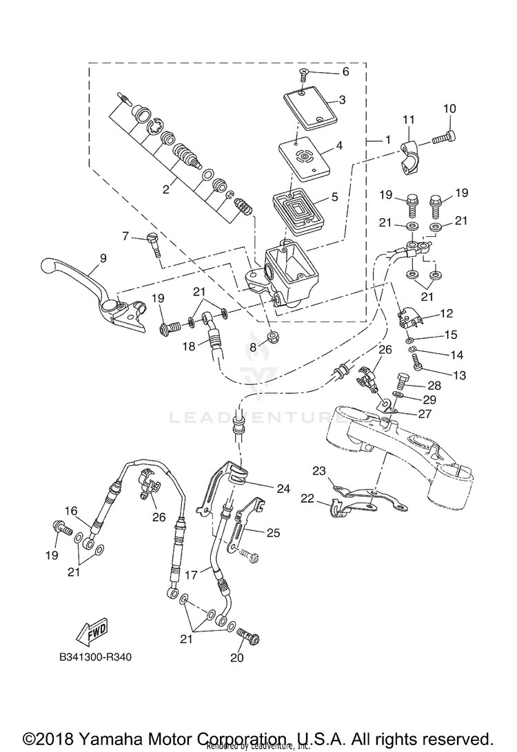 Front Master Cylinder XSR700 - XSR700JCL - 2018 Schematic