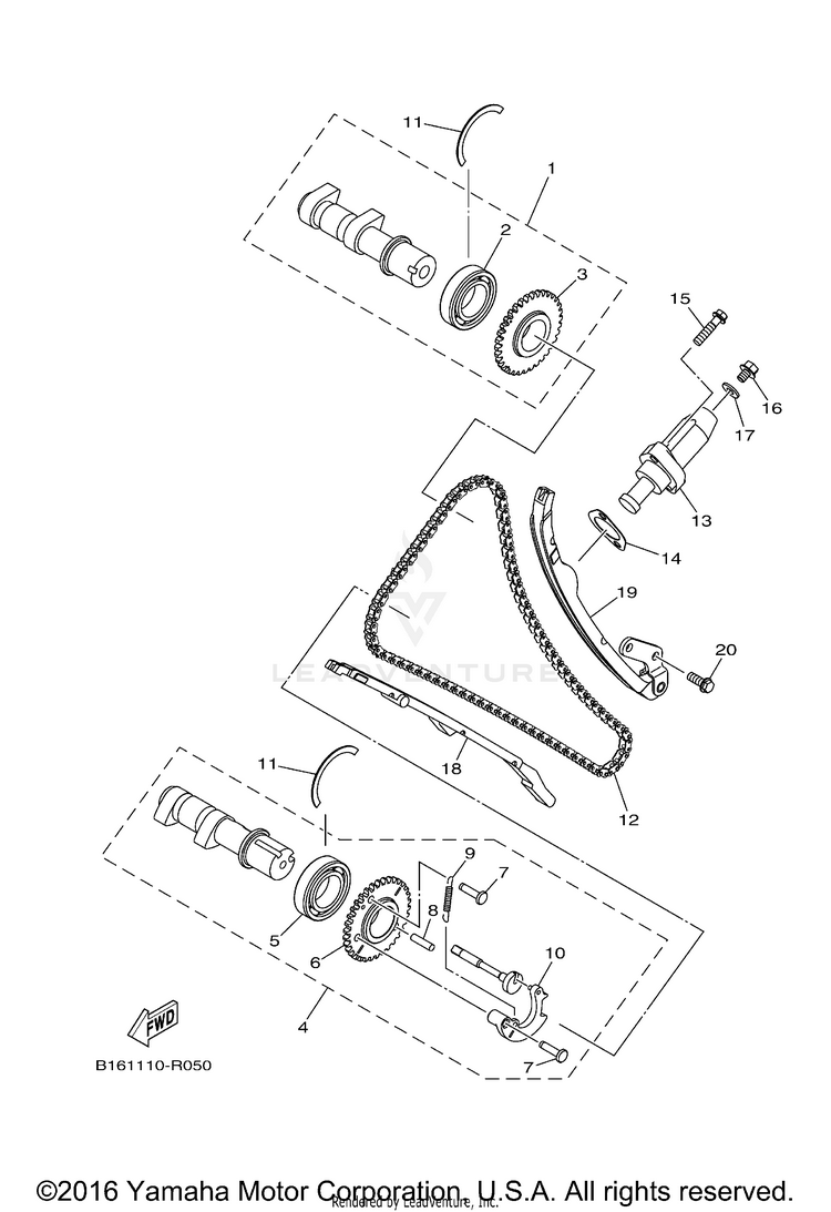 Camshaft Chain KODIAK 700 4WD - YFM70KDXGG - 2016 Schematic