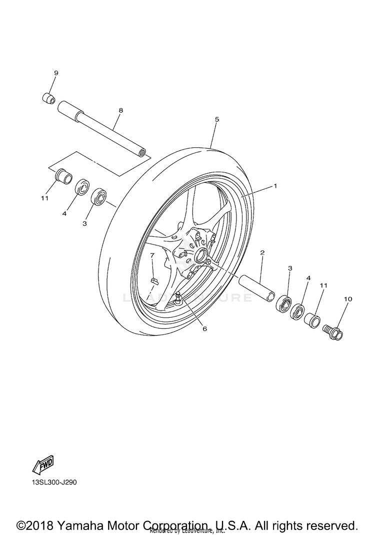 Front Wheel YZFR6 60TH ANNIVERSARY - YZFR6GCY - 2016 Schematic