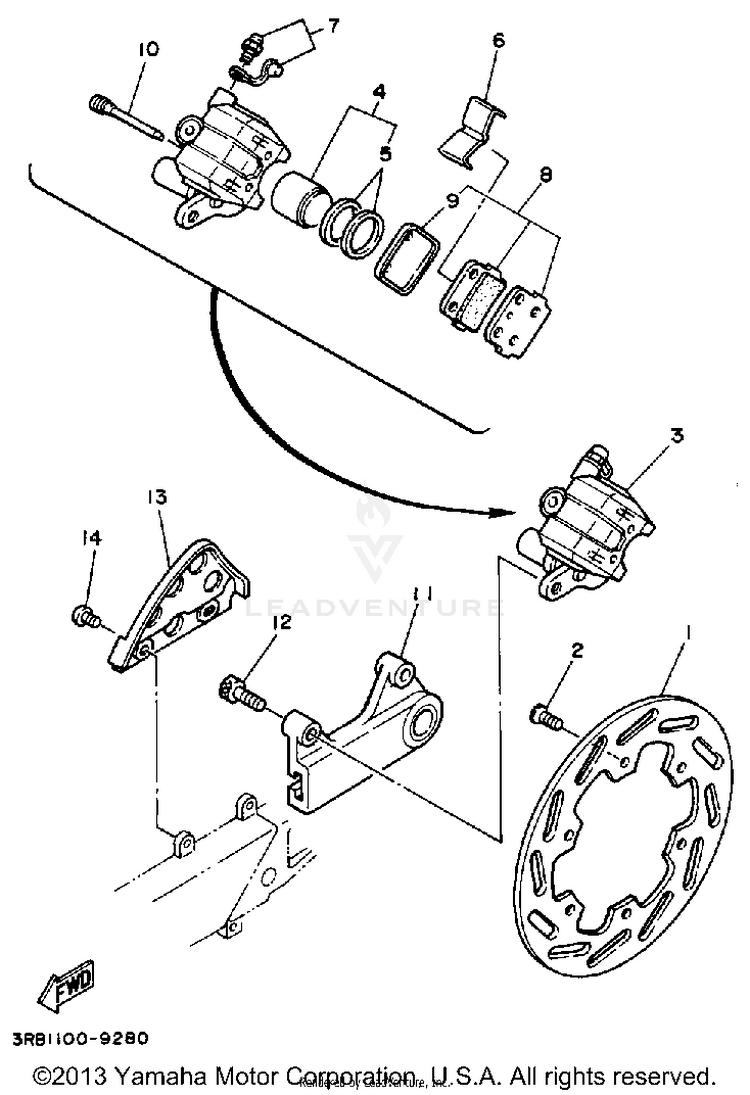 Rear Brake Caliper Schematic