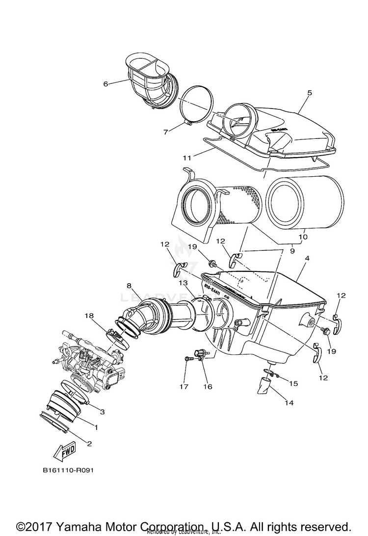 Intake KODIAK 700 4WD HUNTER - YFM70KDHJH - 2018 Schematic