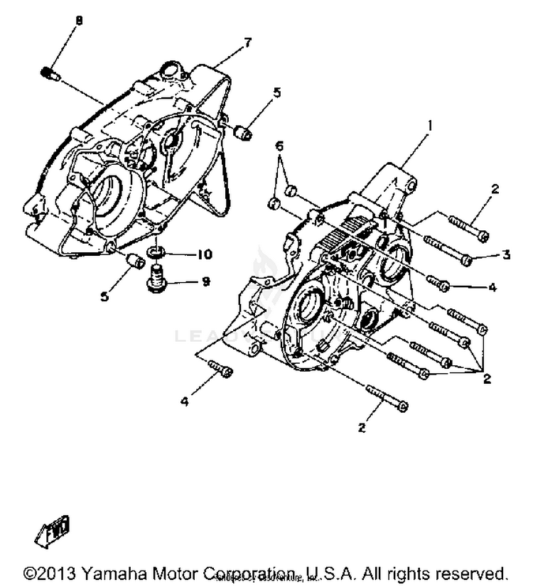 Crankcase  Dt80h - J - K Schematic