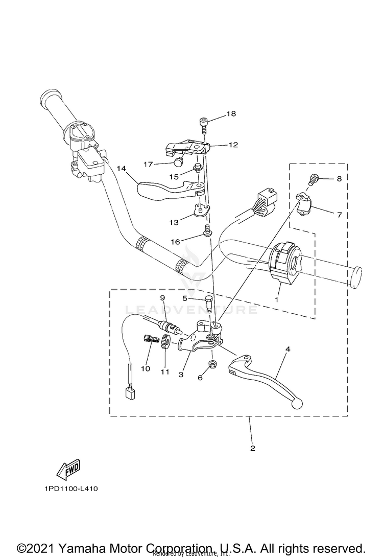 Handle Switch Lever YFZ450 - YFZ45DB - 2013 Schematic
