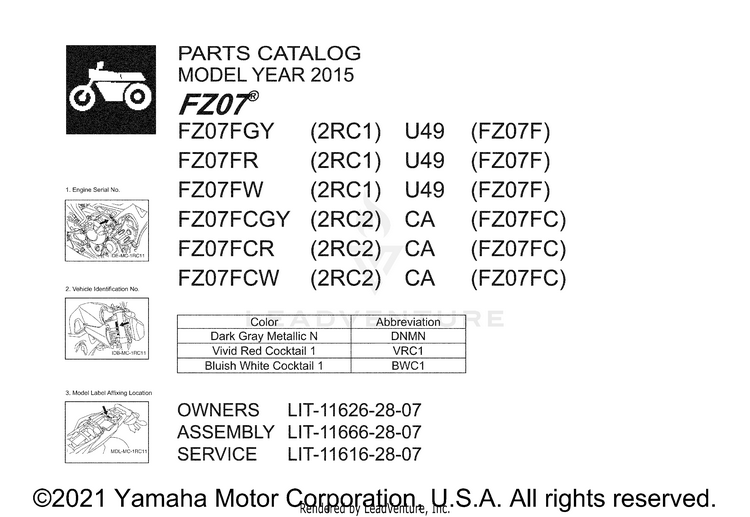 1 Title Page FZ07 - FZ07FCGY - 2015 Schematic
