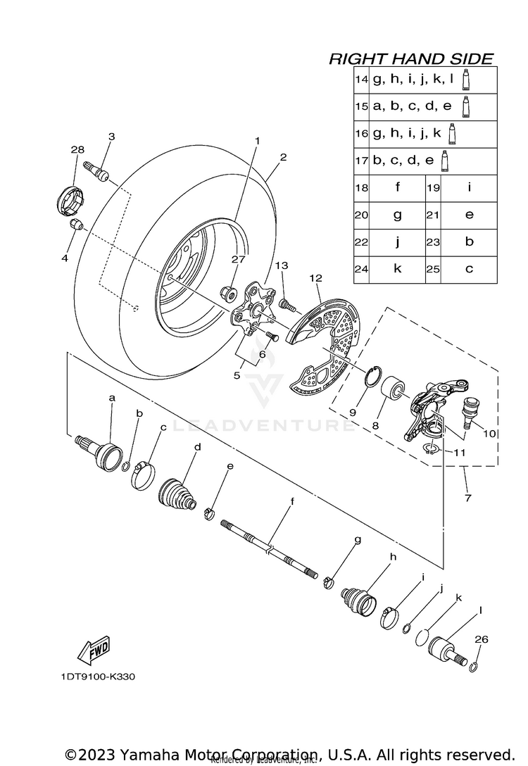 Front Wheel 2 GRIZZLY 550 EPS 4WD - YFM5FGPAL - 2011 Schematic