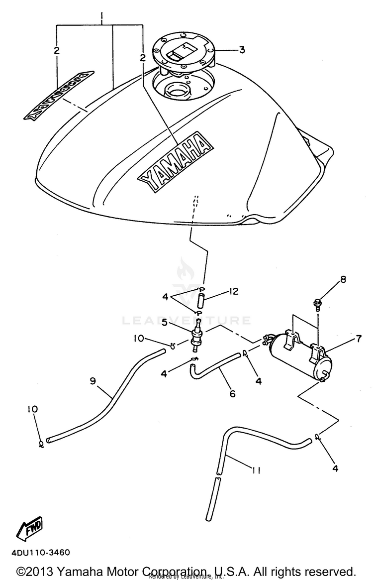 Fuel Tank California Model Only Schematic