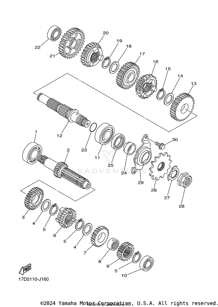 Transmission YZ250FB - YZ250FBL - 2012 Schematic