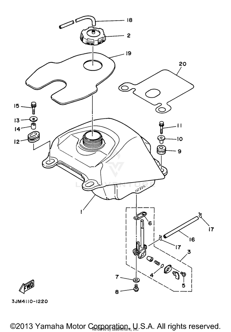 Fuel Tank BLASTER - YFS200J - 1997 Schematic