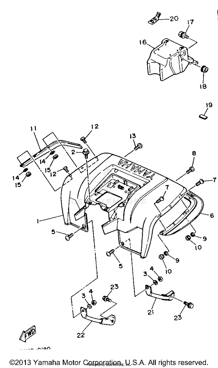 Rear Fender BIG BEAR 4WD - YFM350FWB - 1991 Schematic