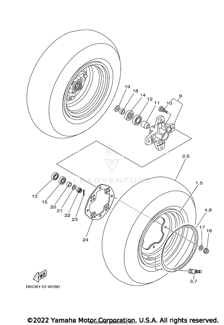 Front Wheel YFZ450R SE - YFZ45YSSNW - 2022 Schematic