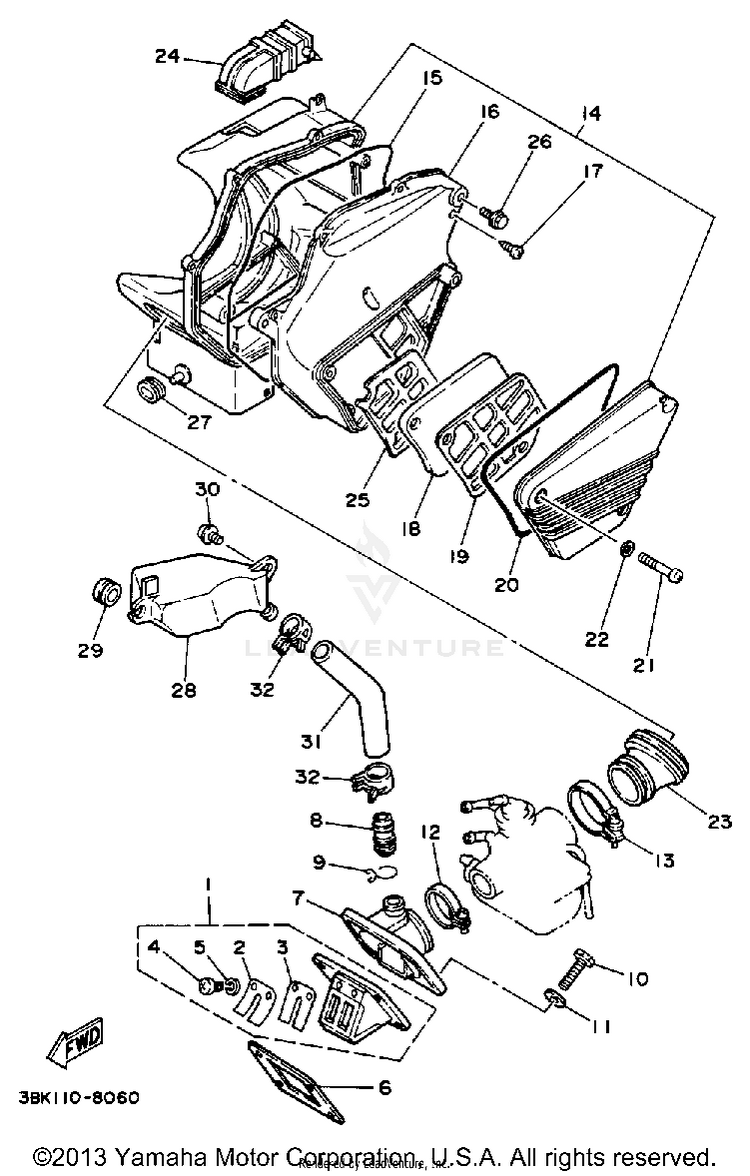 Air Filter ENDURO - DT50A - 1990 Schematic