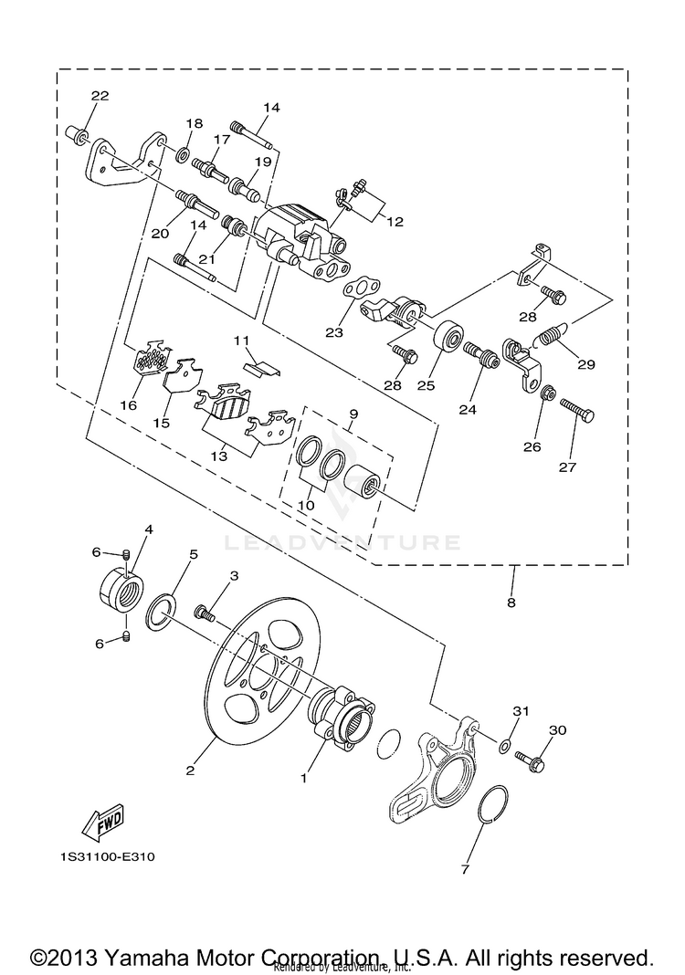 Rear Brake Caliper RAPTOR 700 - YFM700RV - 2006 Schematic