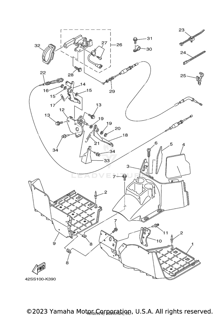 Stand Footrest RHINO 700 - YXR7FAGR - 2011 Schematic