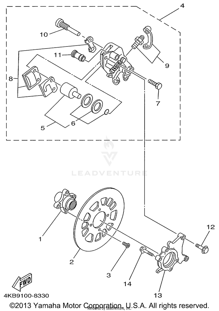 Rear Brake Caliper Schematic