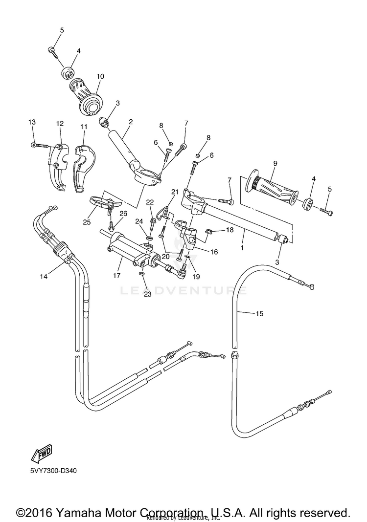 Steering Handle Cable R1 - YZFR1VC - 2006 Schematic