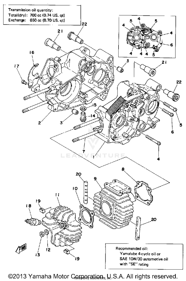 Crankcase - Cylinder LB80_3D - 1977 Schematic