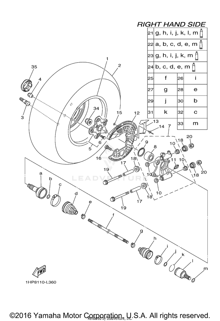Rear Wheel 2 GRIZZLY 700 EPS 4WD - YFM7FGPBL - 2012 Schematic