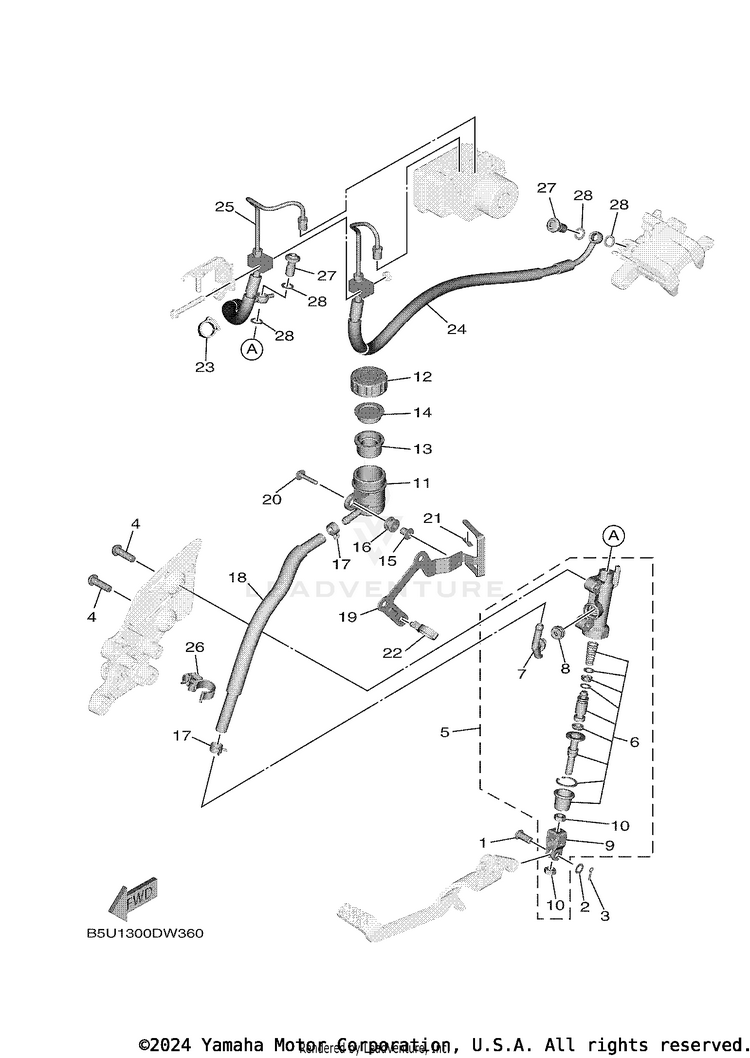 Rear Master Cylinder TRACER 9 GT - MTT9GTNCR - 2022 Schematic