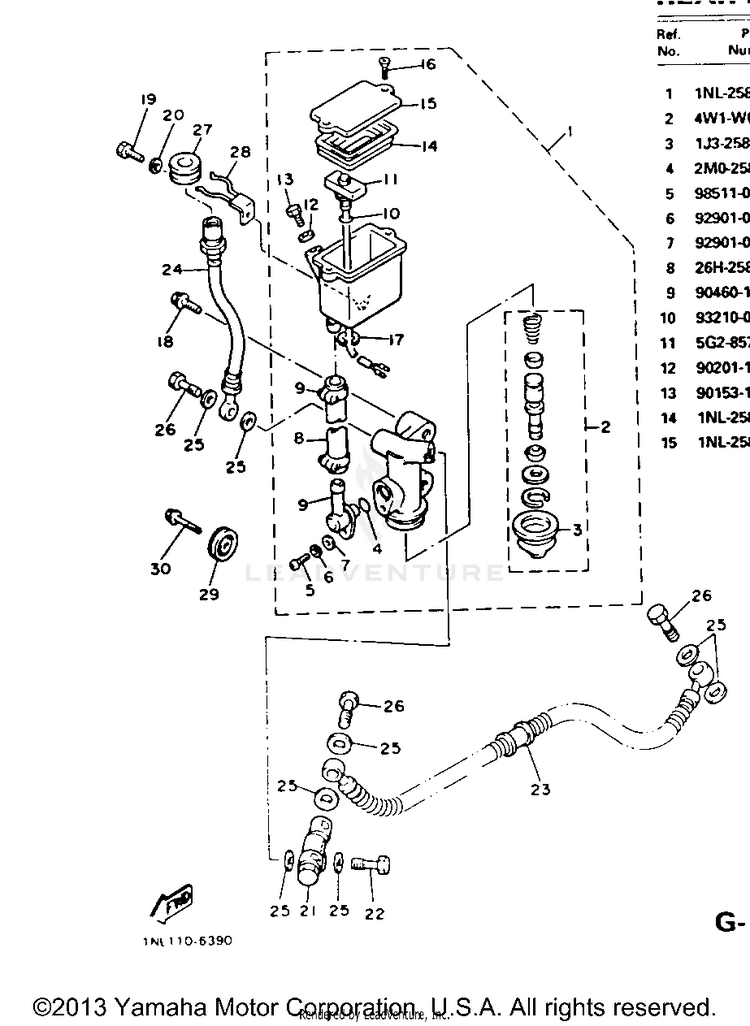 Rear Master Cylinder Schematic