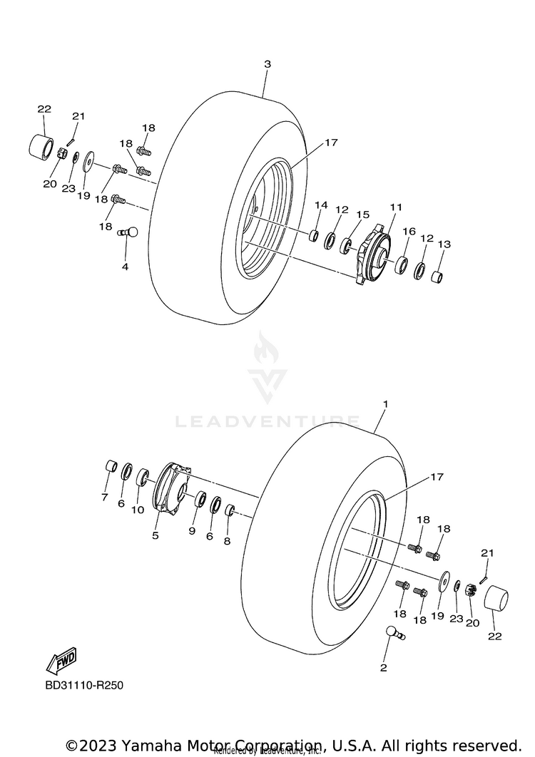 Front Wheel RAPTOR 110 - YFM01RYXRG - 2024 Schematic