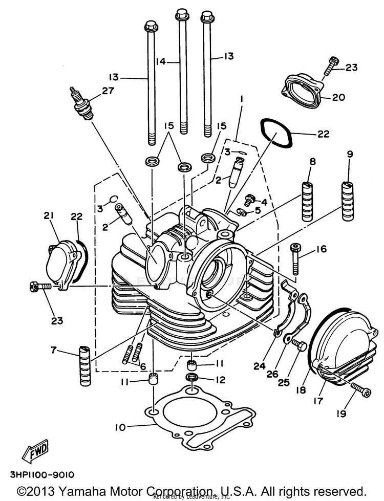 Cylinder Head BIG BEAR 4WD (ME & NH Only) - YFM350FWF_MNH - 1994 Schematic