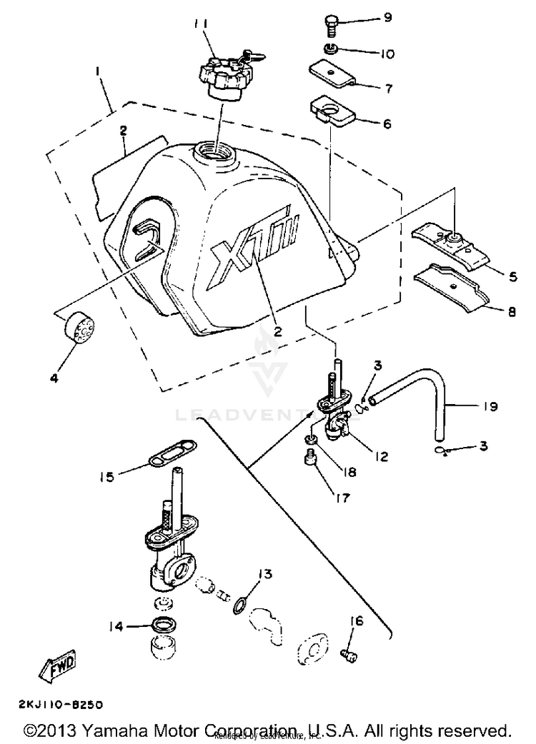 Fuel Tank (Non-California Model) Schematic
