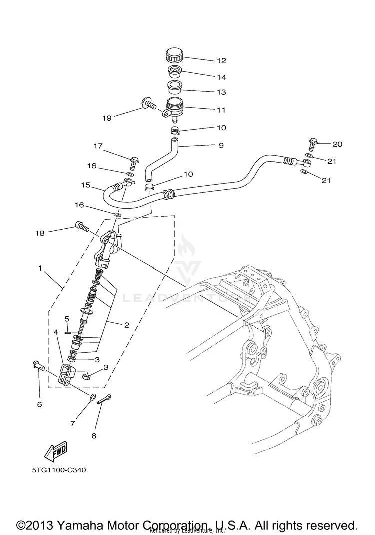 Rear Master Cylinder YFZ450 - YFZ450T - 2005 Schematic