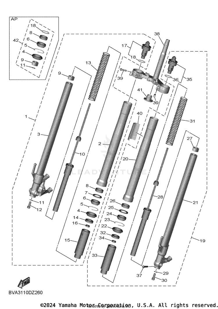 Front Fork YZFR7 - YZFR7SCB - 2025 Schematic
