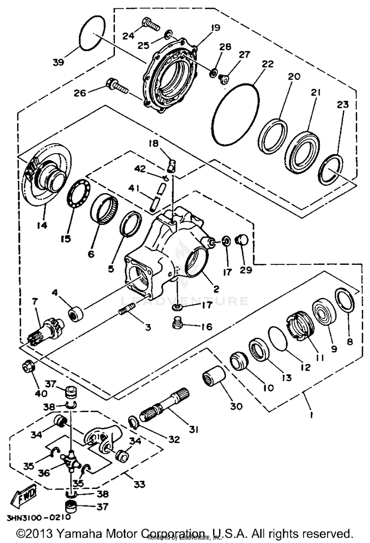Drive Shaft BIG BEAR 4WD - YFM350FWE - 1993 Schematic