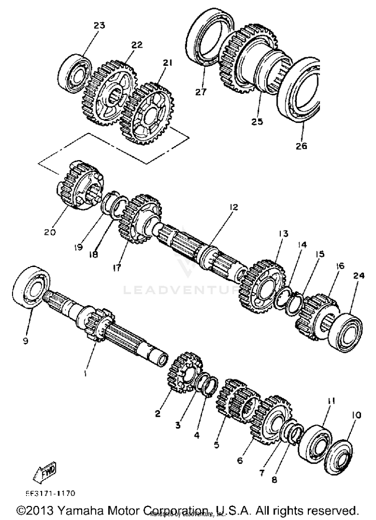 Transmission VIRAGO 700 - XV700SSC - 1986 Schematic