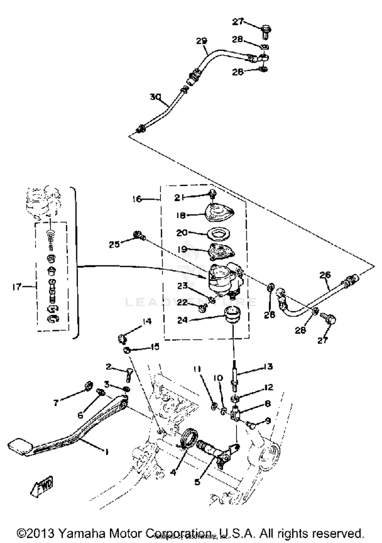 Brake Pedal-Rear Master Cylinder Schematic