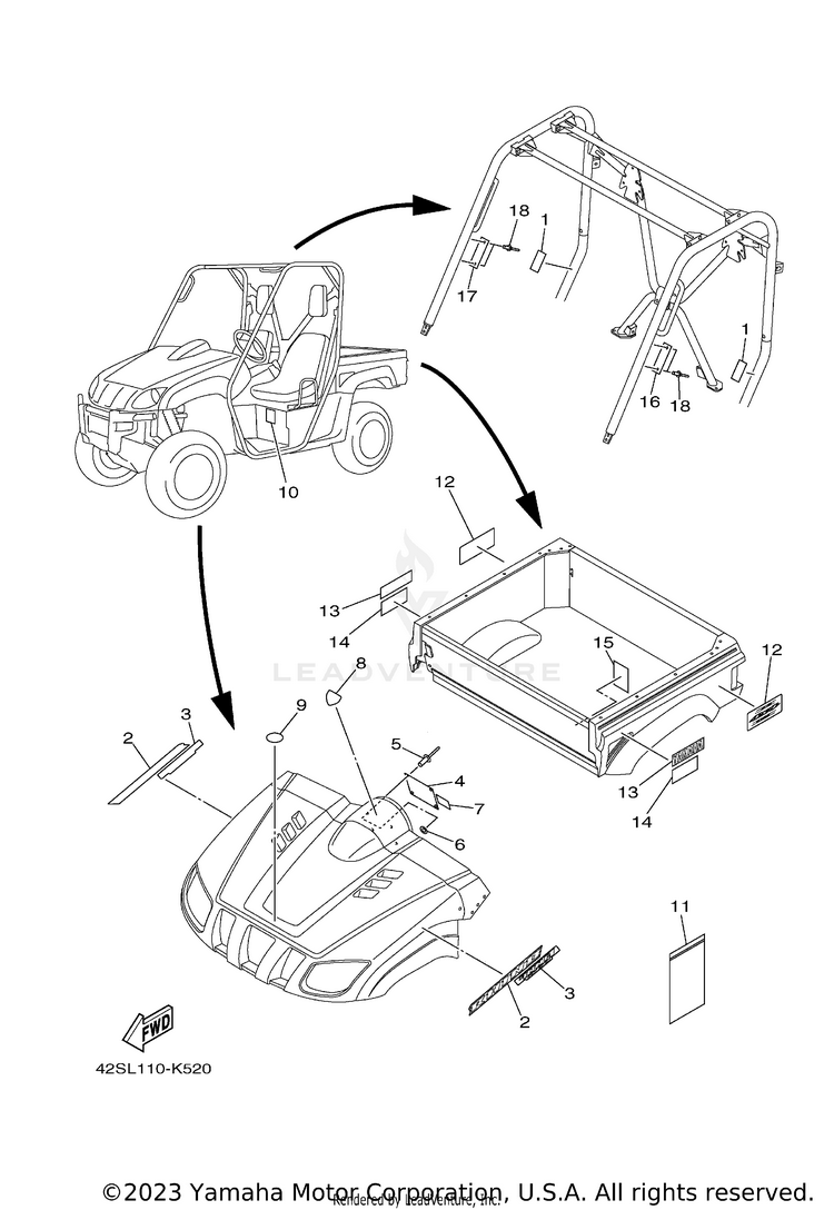 Emblem Label 1 RHINO 700 SPORT - YXR7FSPA - 2011 Schematic