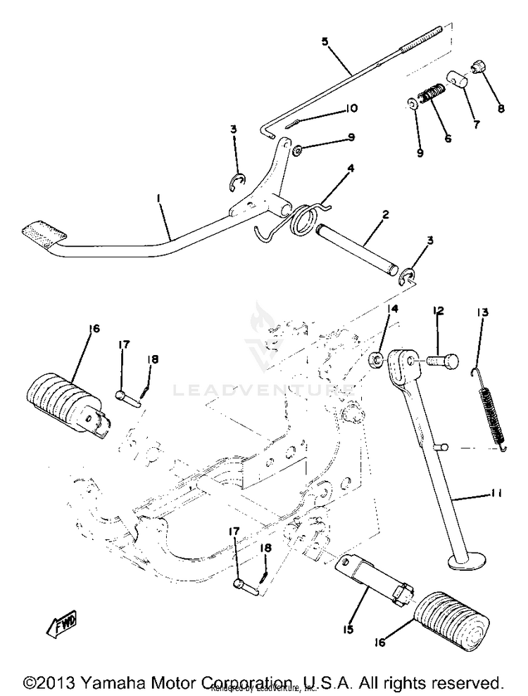 Stand - Footrest - Brake Pedal Schematic