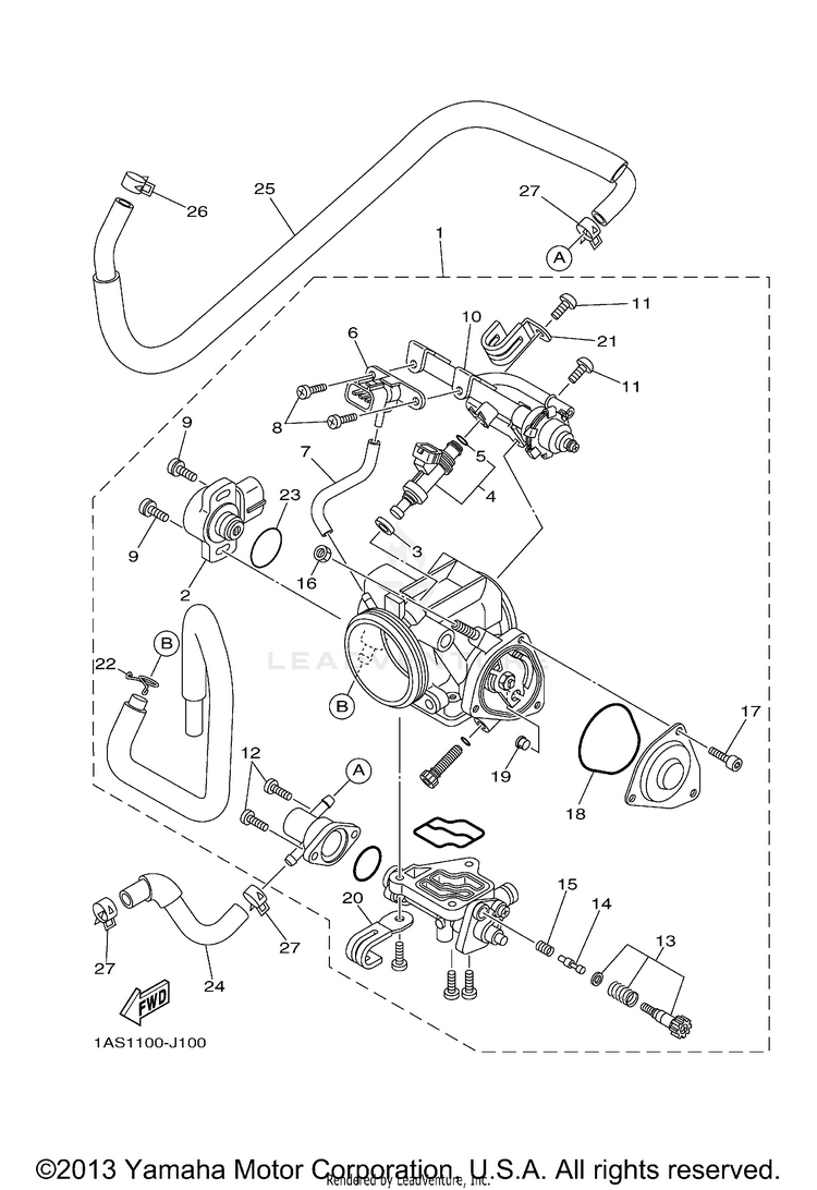 Throttle Body Assy 1 700 SPECIAL EDITION - YFM7RSEA - 2011 Schematic