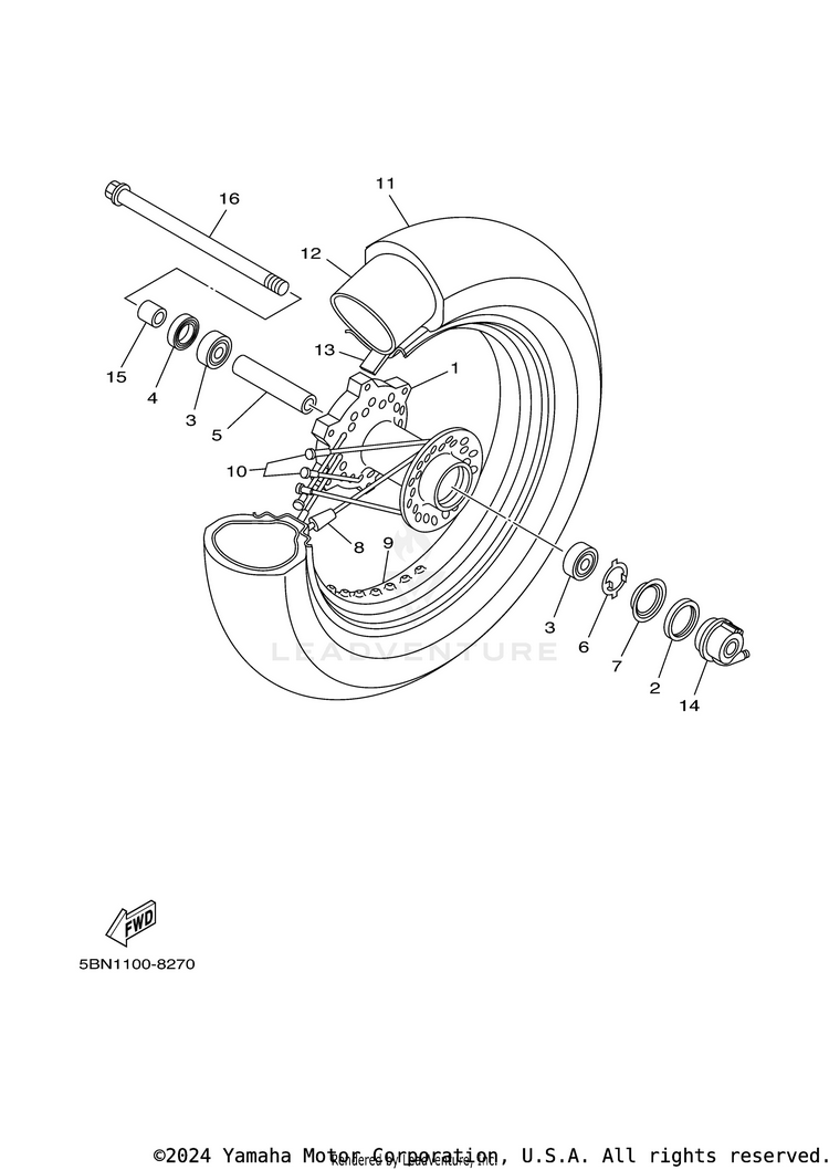 Front Wheel V STAR 650 SILVERADO - XVS65ATYCB - 2009 Schematic