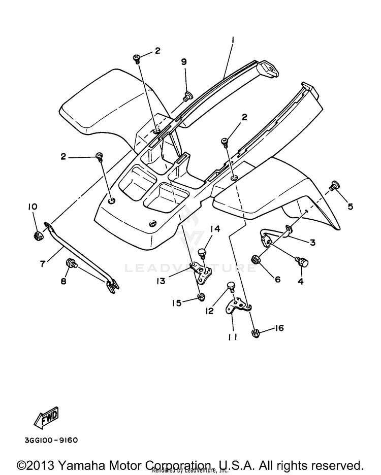 Front Fender BANSHEE - YFZ350J - 1997 Schematic