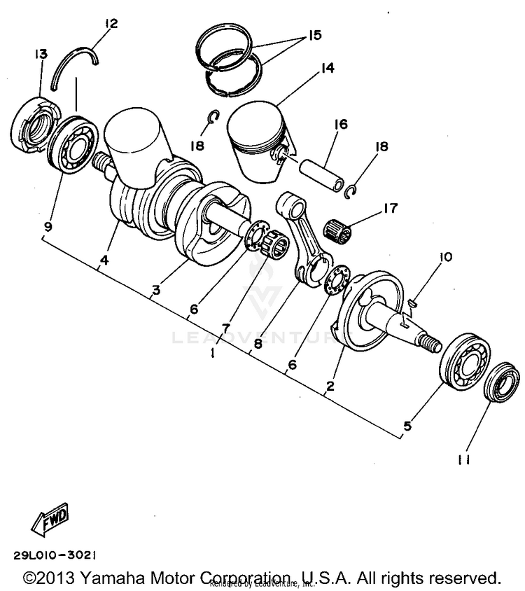 Crankshaft - Piston BANSHEE - YFZ350G - 1995 Schematic