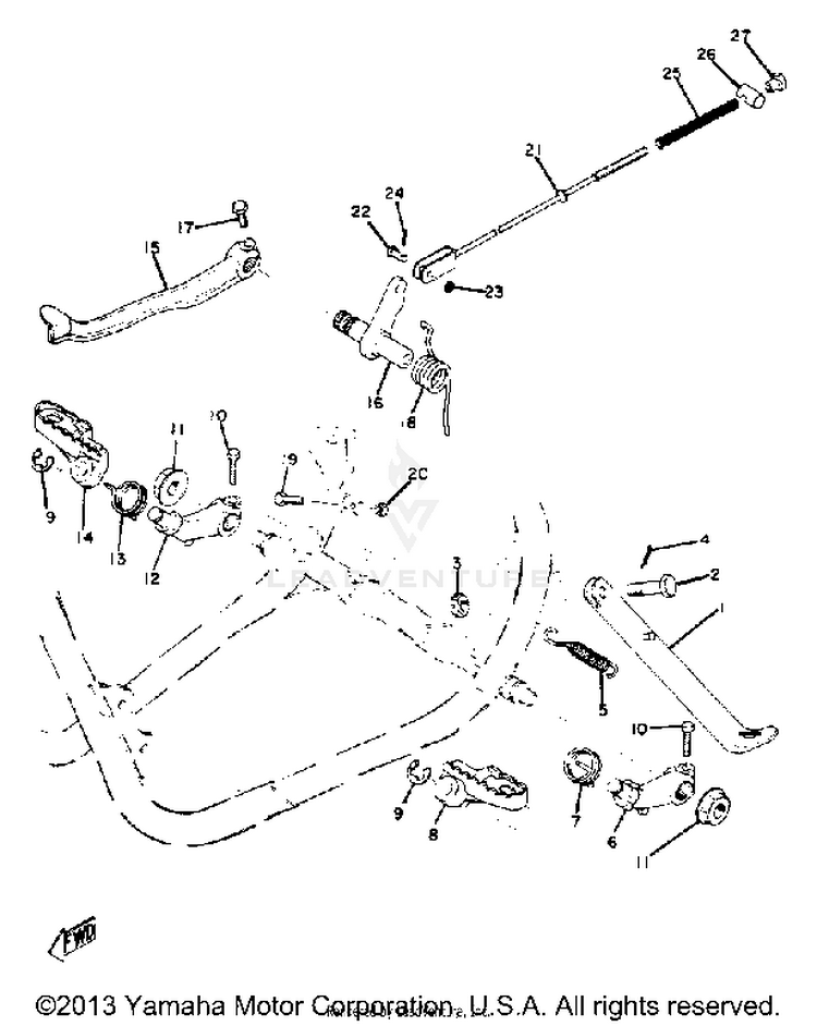 Stand - Footrest - Brake Pedal Schematic