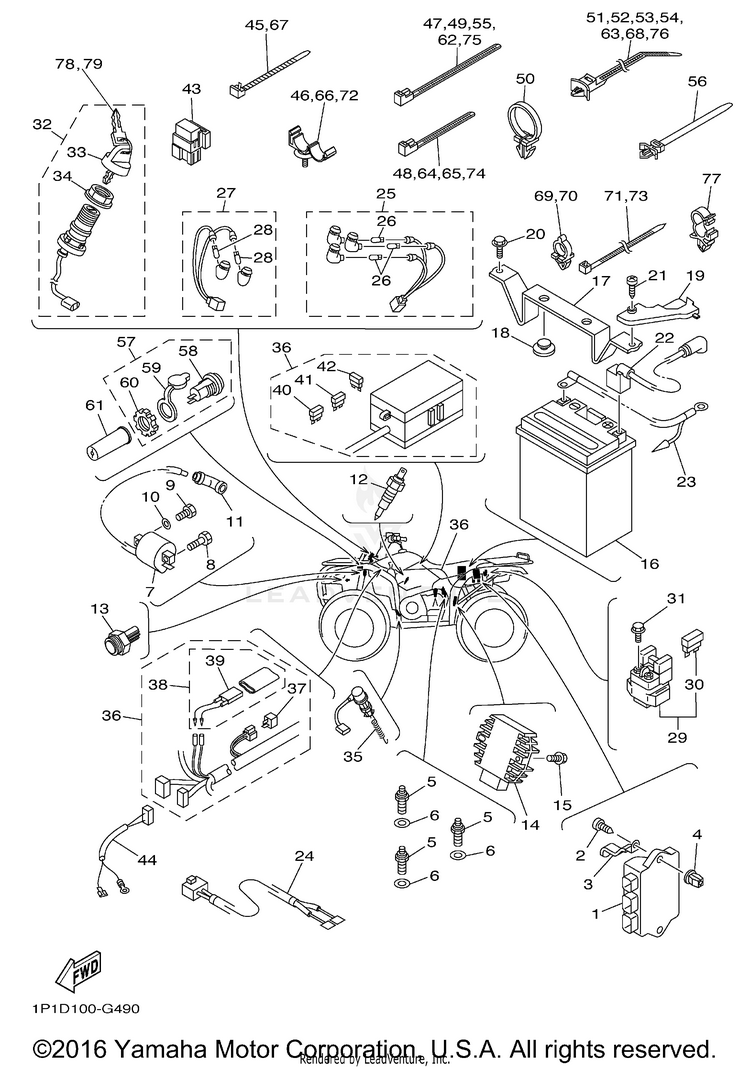 Electrical 1 GRIZZLY 400 4WD - YFM4FGX - 2008 Schematic