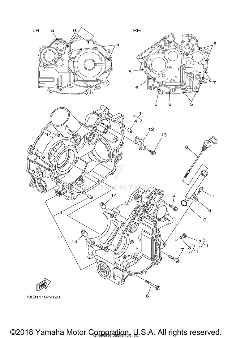 Crankcase VIKING 700 EPS HUNTE - YXM700PHEH - 2014 Schematic