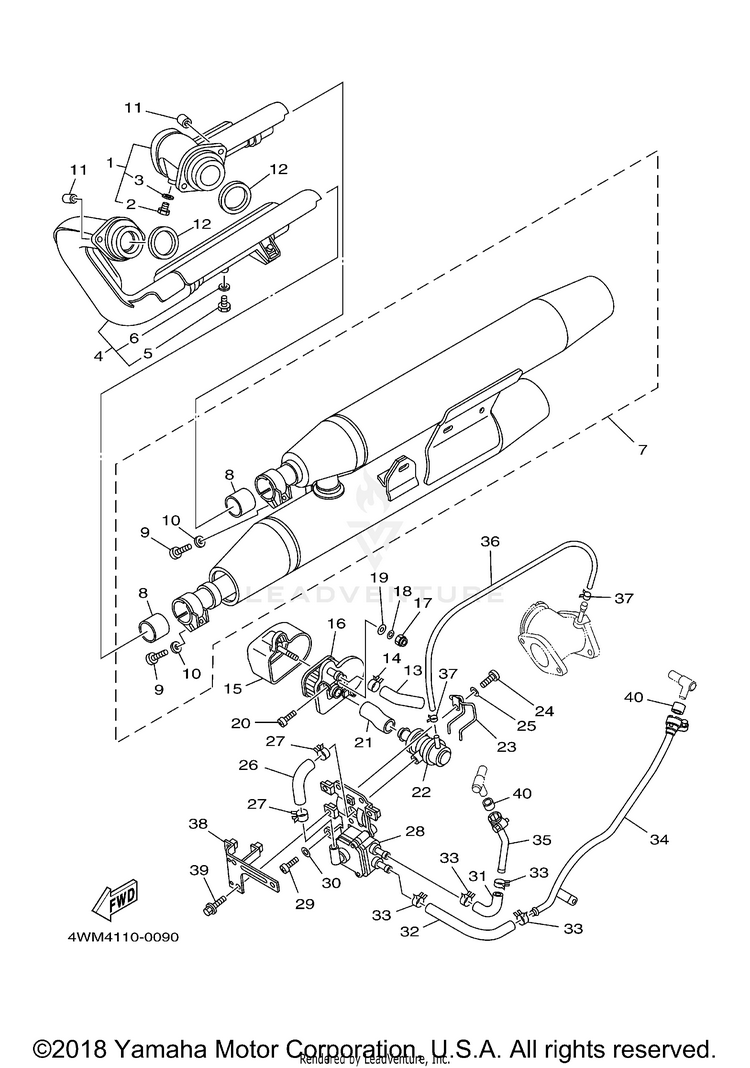 Exhaust ROAD STAR - XV1600AMC - 2000 Schematic