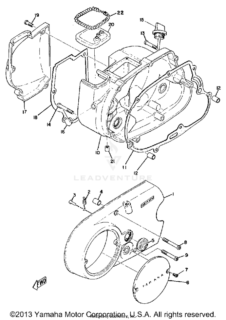 Crankcase Cover JT1 - 1971 Schematic