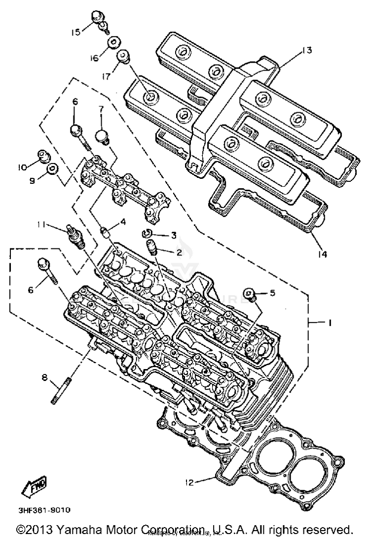 Cylinder Head FZR600AC - 1990 Schematic