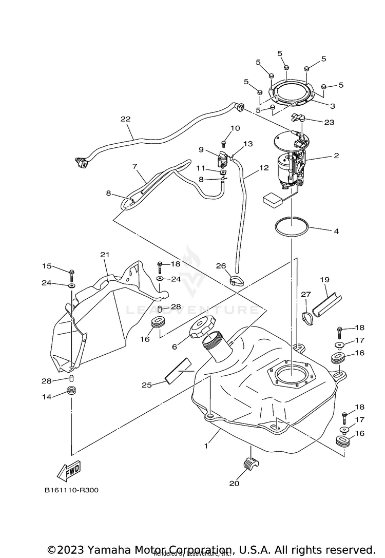 Fuel Tank KODIAK 700 - YFM70KDXMG - 2021 Schematic