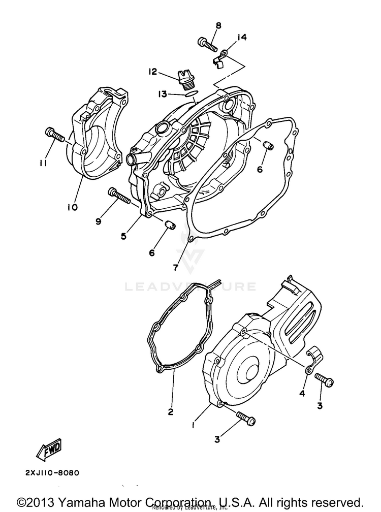 Crankcase Cover 1 BLASTER - YFS200J - 1997 Schematic