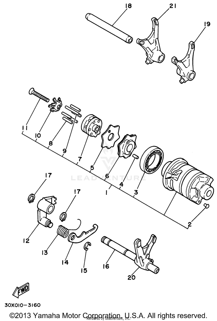 Shift Cam - Shift Fork Schematic