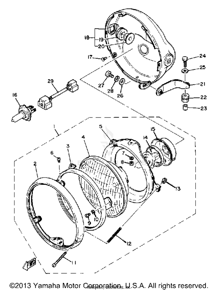 Headlight XS1100LH - 1981 Schematic